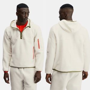Fabletics Men's Medium The 1/4 Zip Explorer Pullover Sherpa Jacket- Bone